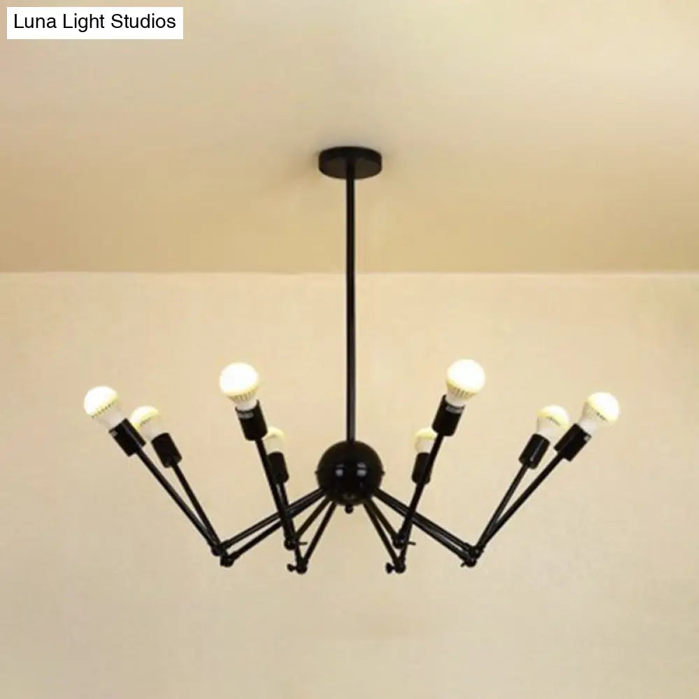 Spider-Shaped Wrought Iron Chandelier Retro Industrial Pendant Light For Coffee Shops And Workshops