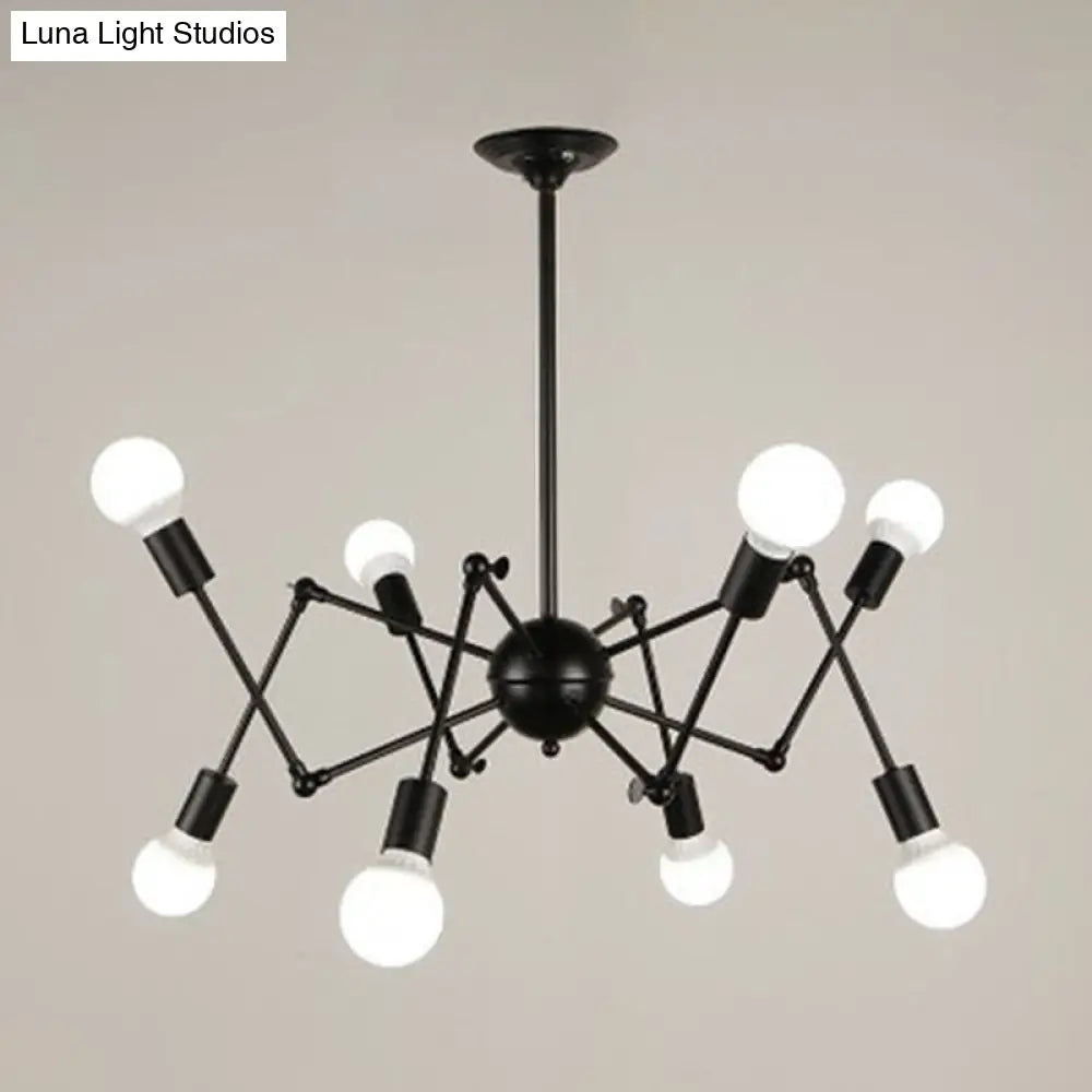 Spider-Shaped Wrought Iron Chandelier Retro Industrial Pendant Light For Coffee Shops And Workshops