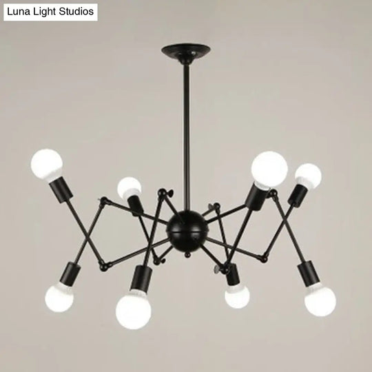 Spider-Shaped Wrought Iron Chandelier Retro Industrial Pendant Light For Coffee Shops And Workshops