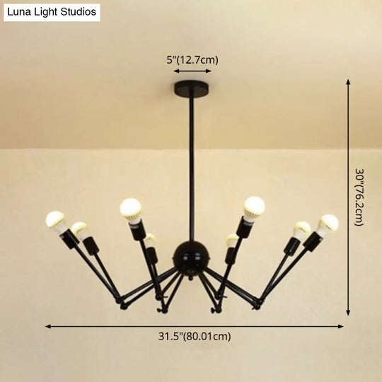 Spider-Shaped Wrought Iron Chandelier Retro Industrial Pendant Light For Coffee Shops And Workshops