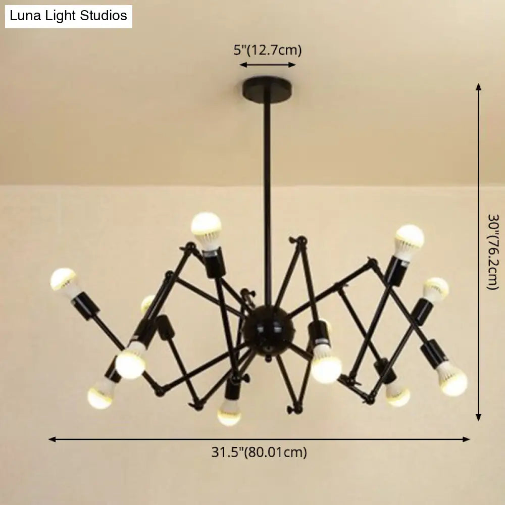 Spider-Shaped Wrought Iron Chandelier Retro Industrial Pendant Light For Coffee Shops And Workshops