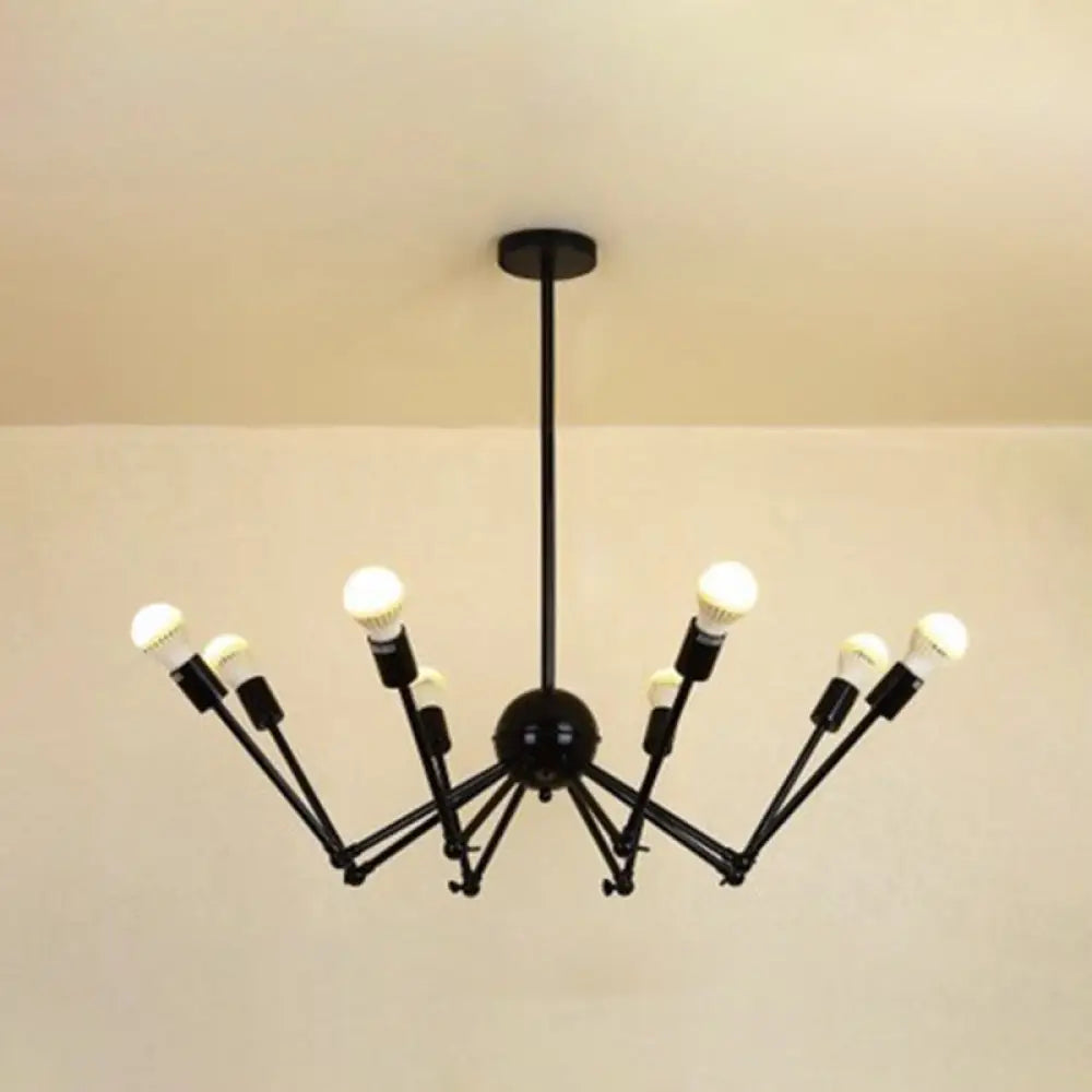 Wrought Iron Spider Chandelier - Retro Industrial Pendant Light For Coffee Shops And Workshops 8 /