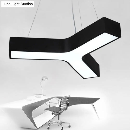 Y-Shaped Led Pendant Lamp With Minimalistic Acrylic Shade Black / 27.5