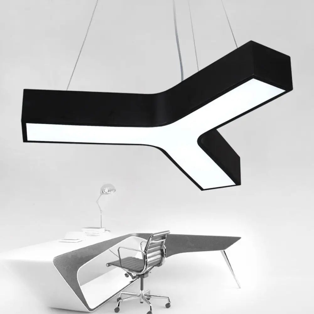 Y-Shape Led Pendant Lamp With Sleek Acrylic Shade - Minimalistic Lighting Fixture Black / 27.5’