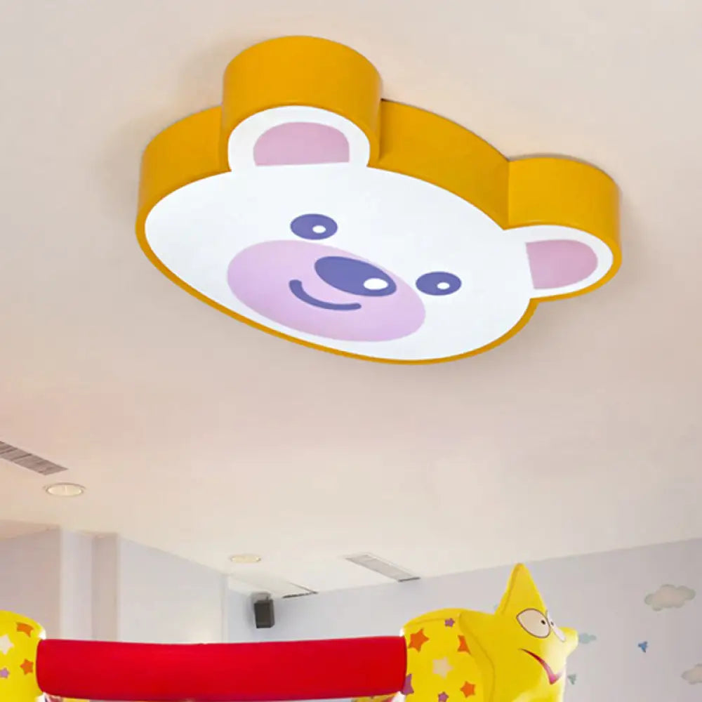 Yellow Bear - Shaped Ceiling Light For Girls’ Room - Acrylic Flush Mount