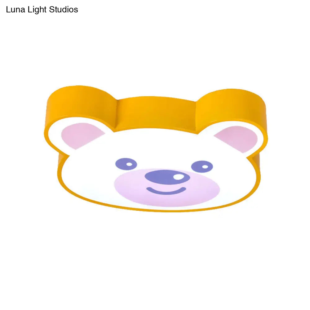 Yellow Bear-Shaped Ceiling Light For Girls Room - Acrylic Flush Mount