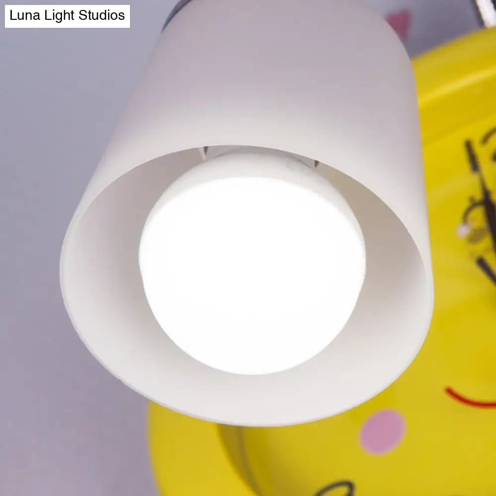 Yellow Bee Wall Light - Cartoon Plastic Sconce For Boys And Girls Bedroom