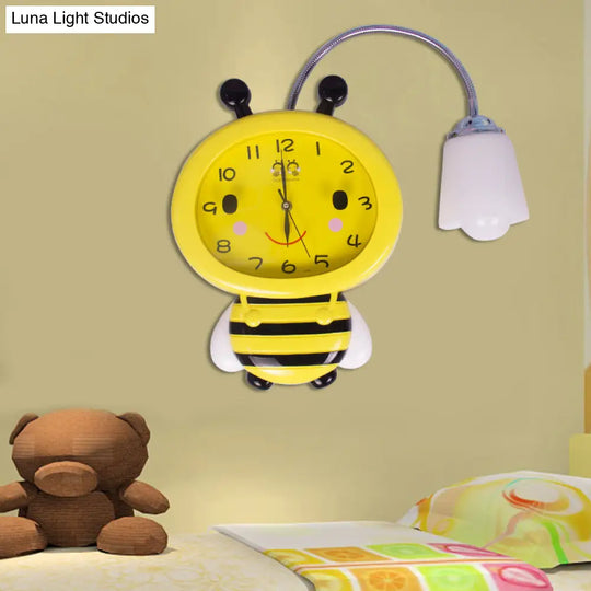 Yellow Bee Wall Light - Cartoon Plastic Sconce For Boys And Girls Bedroom