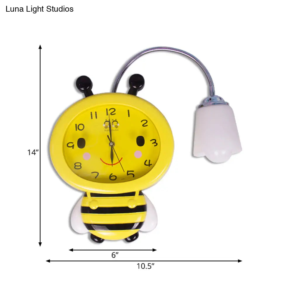 Yellow Bee Wall Light - Cartoon Plastic Sconce For Boys And Girls Bedroom