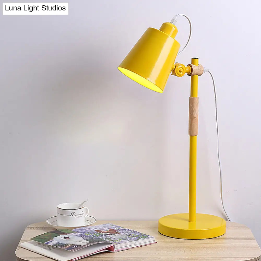 Yellow/Black/White Metal Tapered Task Lighting Macaron: 1-Head Reading Book Light