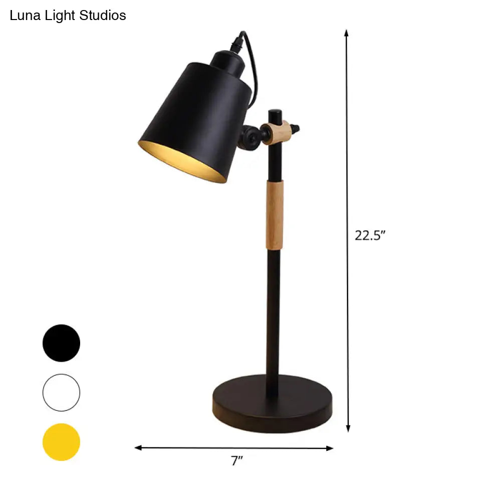 Yellow/Black/White Metal Tapered Task Lighting Macaron: 1-Head Reading Book Light