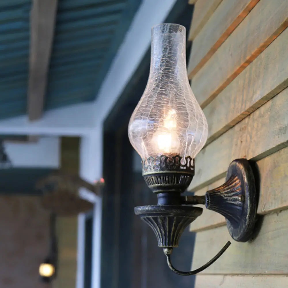 Yellow/Clear Crackle Glass Sconce Wall Light Clear