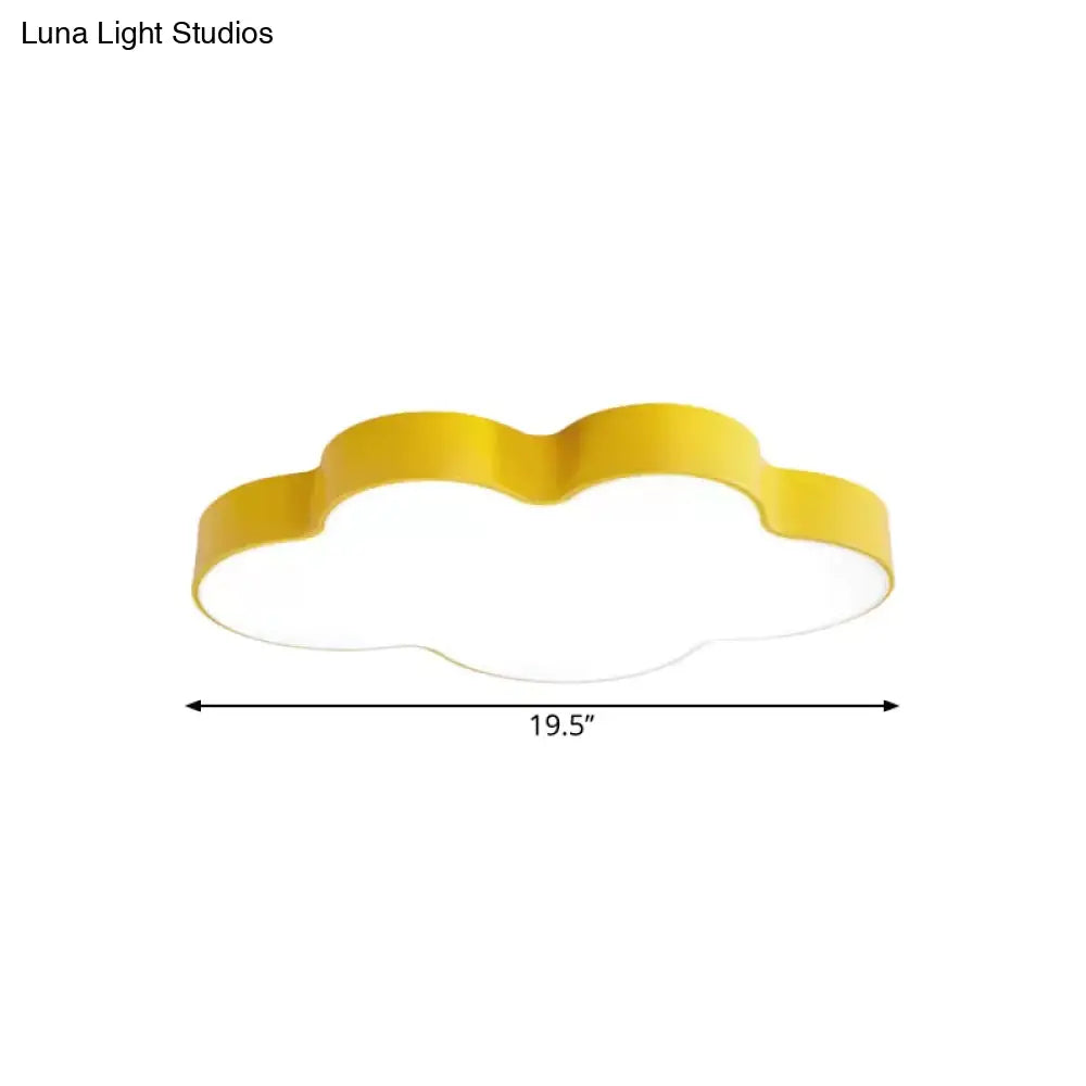 Yellow Cloud Close To Ceiling Led Light Flush Mount In White/3 Colors 19.5/23.5/35.5 Wide