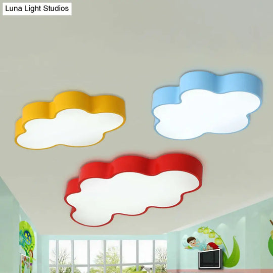 Yellow Cloud Close To Ceiling Led Light Flush Mount In White/3 Colors 19.5/23.5/35.5 Wide