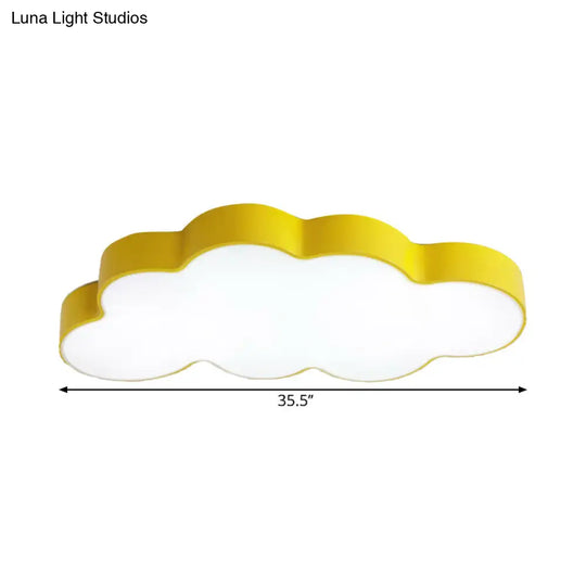 Yellow Cloud Close To Ceiling Led Light Flush Mount In White/3 Colors 19.5/23.5/35.5 Wide