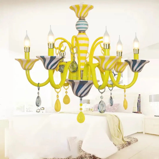 Yellow Crystal Deco Pendant Light For Contemporary Kindergarten Spaces 6 /