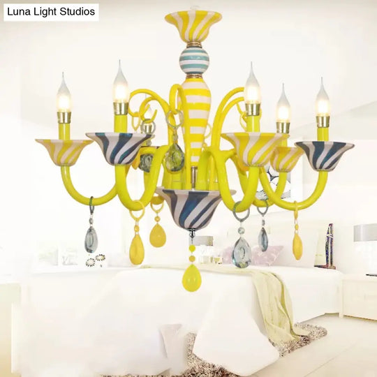 Yellow Crystal Deco Pendant Light For Contemporary Kindergarten Spaces