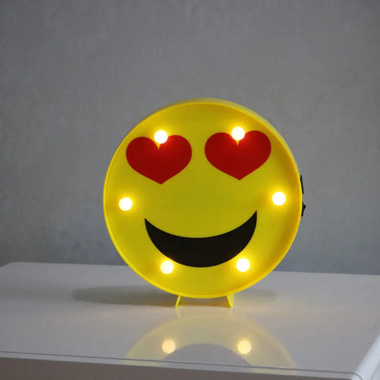 Yellow Emoji Led Nightstand Lamp For Bedroom Decor / Battery D