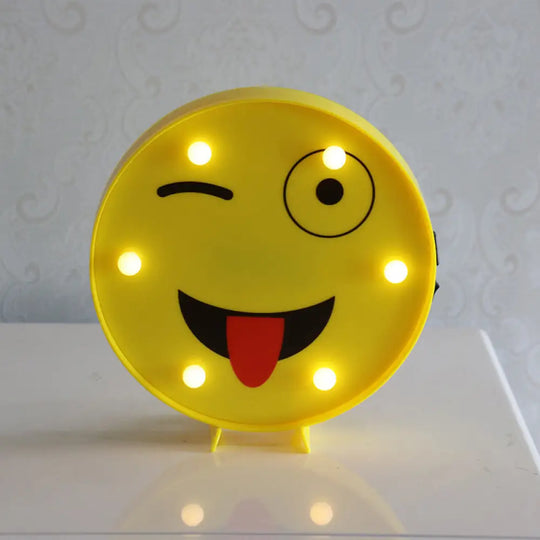 Yellow Emoji Led Nightstand Lamp For Bedroom Decor / Battery G