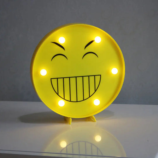 Yellow Emoji Led Nightstand Lamp For Bedroom Decor / Battery H