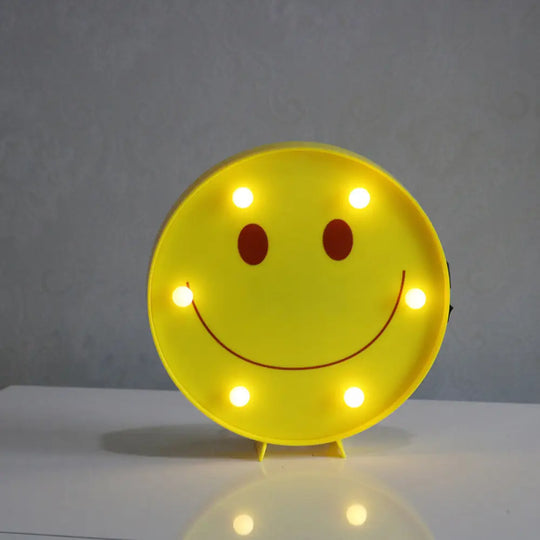 Yellow Emoji Led Nightstand Lamp For Bedroom Decor / Battery J