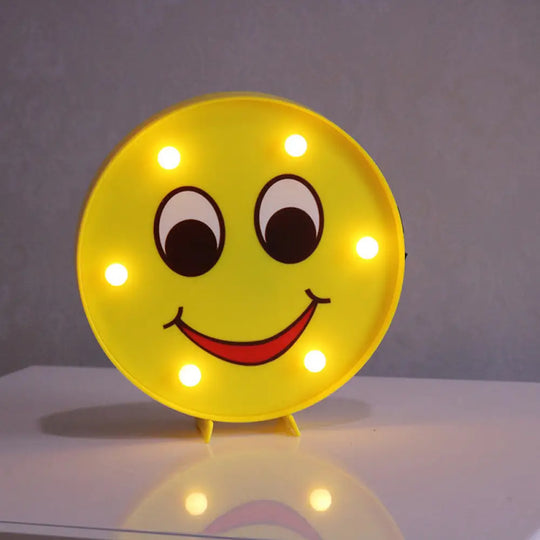 Yellow Emoji Led Nightstand Lamp For Bedroom Decor / Battery K