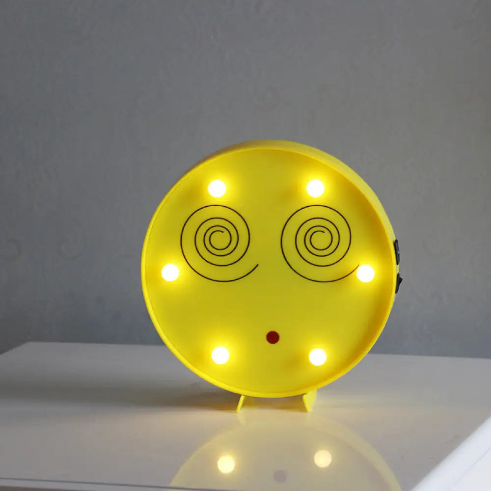 Yellow Emoji Led Nightstand Lamp For Bedroom Decor / Battery M