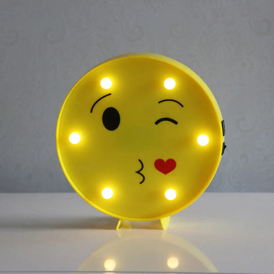 Yellow Emoji Led Nightstand Lamp For Bedroom Decor / Battery N