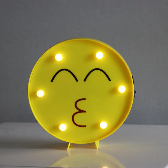 Yellow Emoji Led Nightstand Lamp For Bedroom Decor / Battery Q