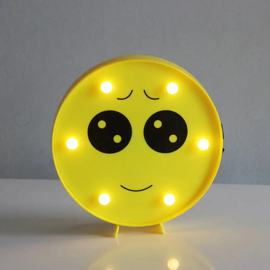 Yellow Emoji Led Nightstand Lamp For Bedroom Decor / Battery T