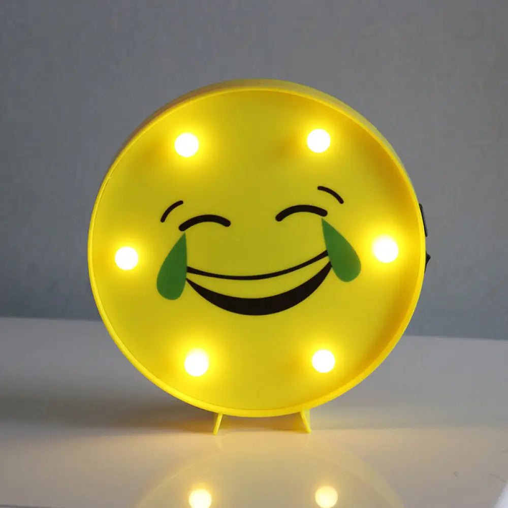 Yellow Emoji Led Nightstand Lamp For Bedroom Decor / Battery V