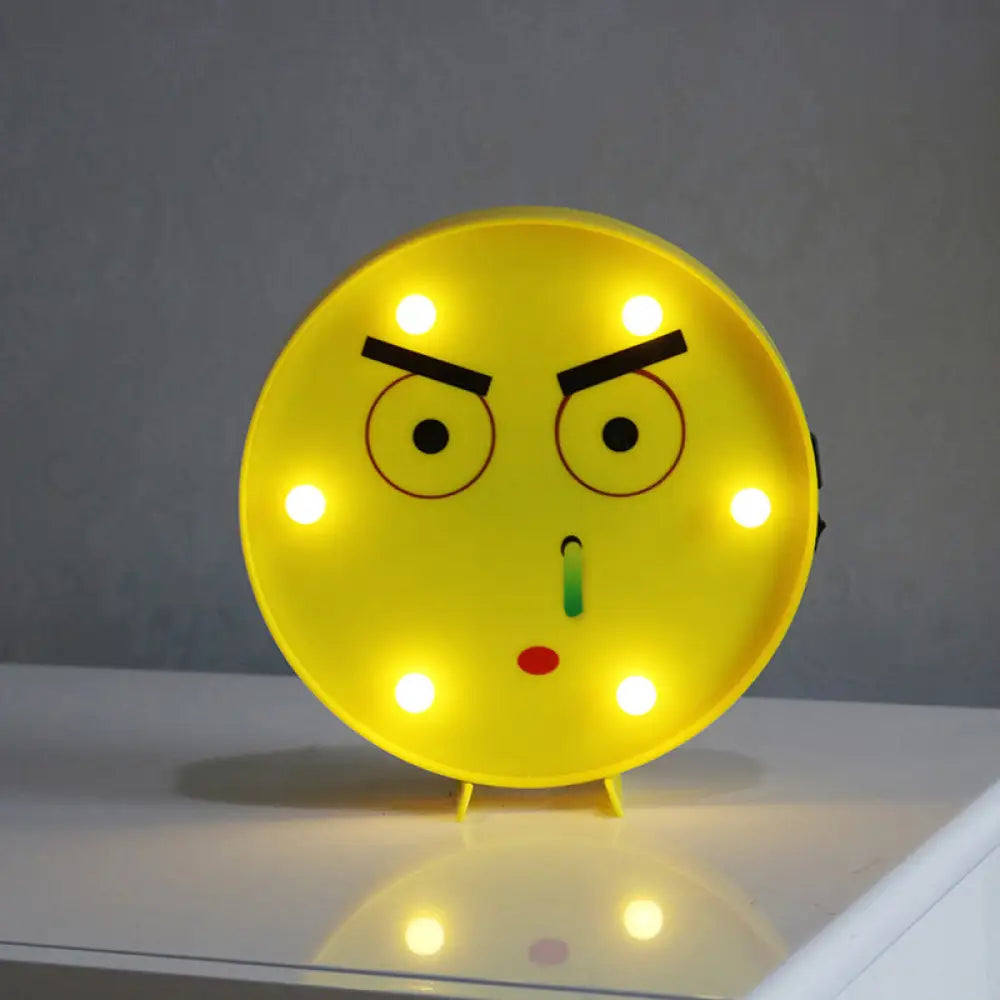 Yellow Emoji Led Nightstand Lamp For Bedroom Decor / Battery Z