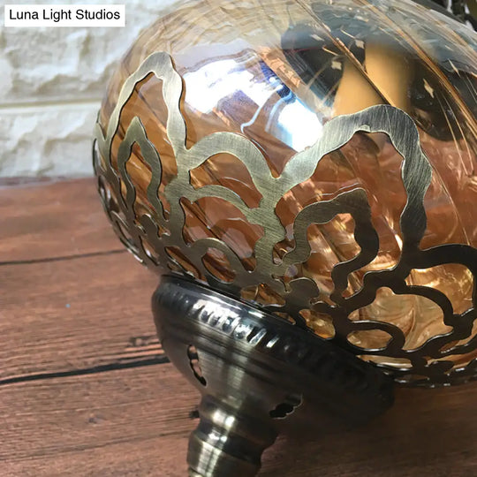 Yellow Glass Globe Pendant Lamp - Antique Single Head Ceiling Light For Coffee Houses