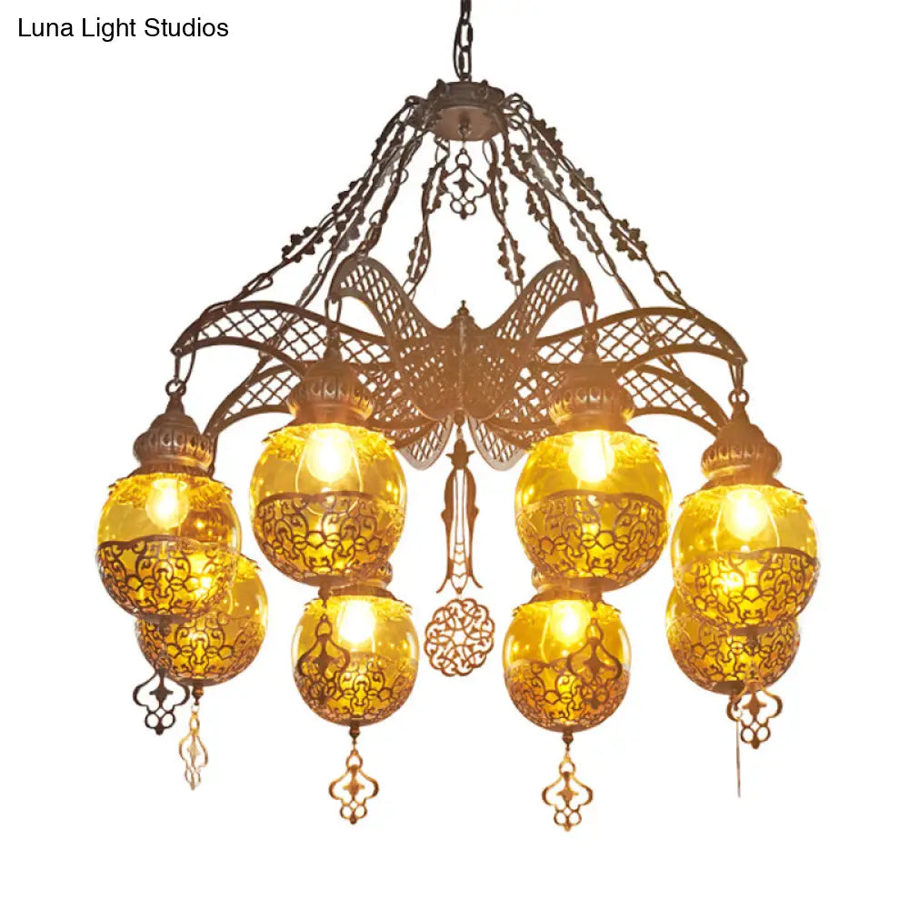 Yellow Glass Hanging Moroccan Chandelier | 3/6/8 Lights Restaurant Lighting