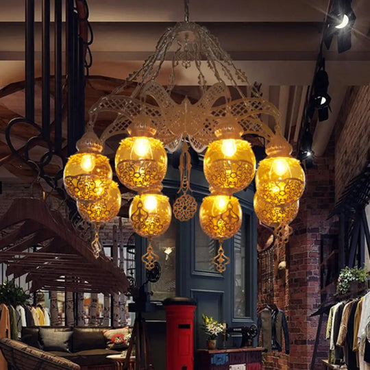 Yellow Glass Hanging Moroccan Chandelier | 3/6/8 Lights Restaurant Lighting 8 /