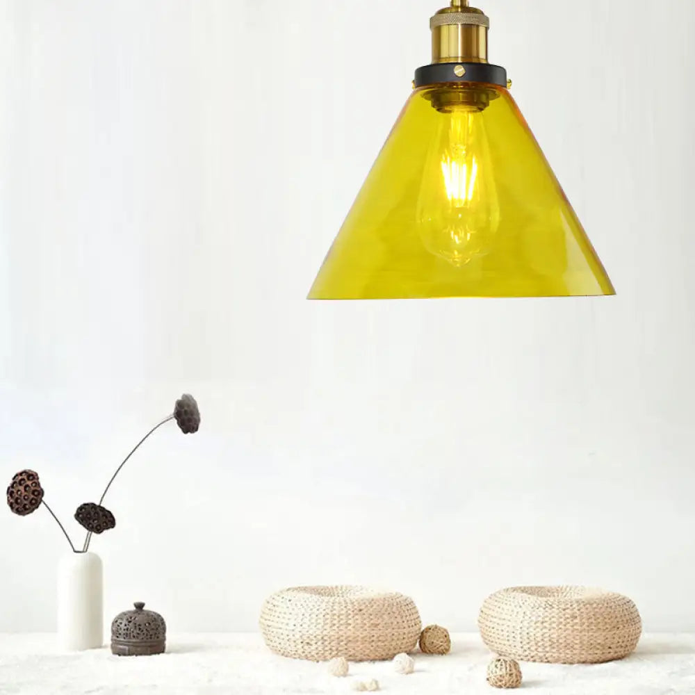 Yellow Glass Industrial Hanging Pendant Light For Living Room Ceiling