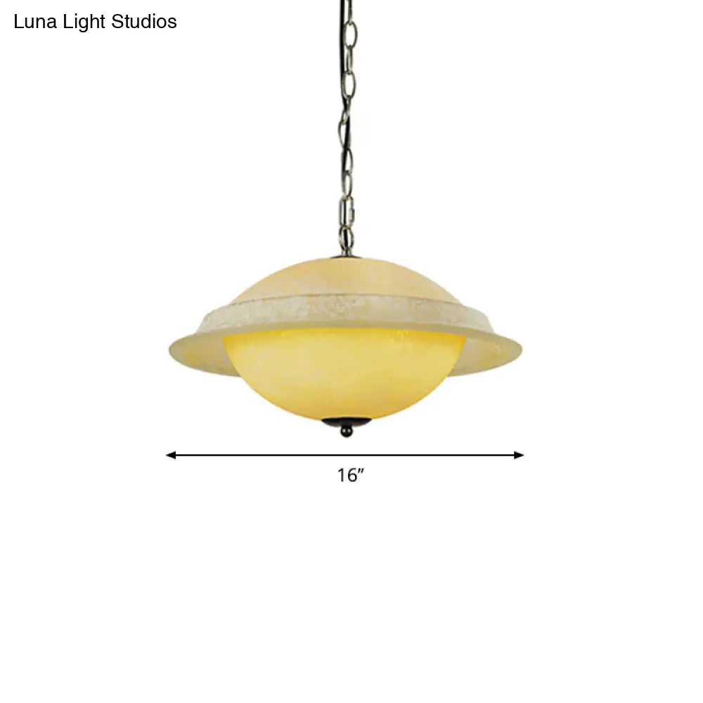 Yellow Glass Single-Bulb Ufo Pendant: Modern Hanging Lamp For Dining Room Ceiling