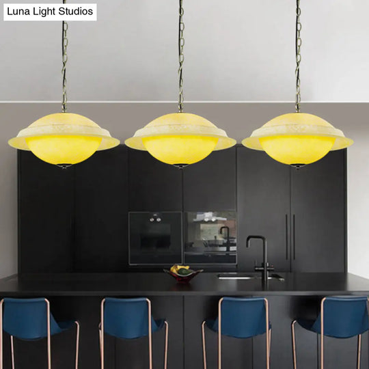 Yellow Glass Single-Bulb Ufo Pendant: Modern Hanging Lamp For Dining Room Ceiling