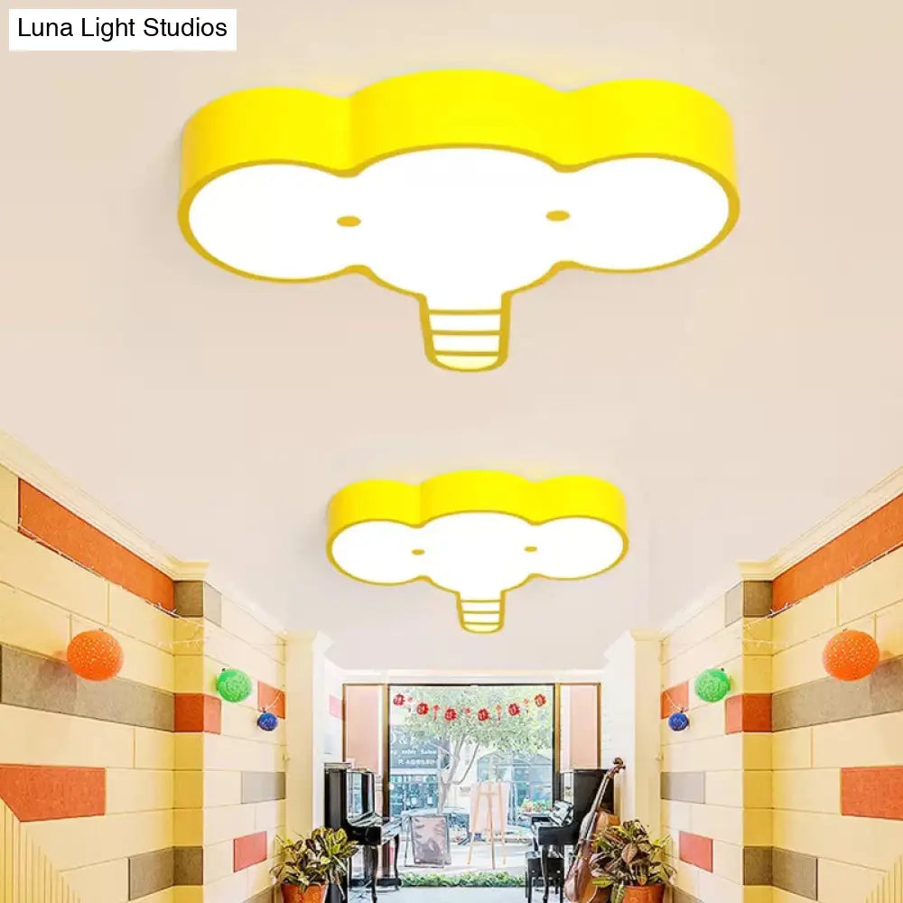 Yellow Led Acrylic Elephant Face Ceiling Light For Kitchen