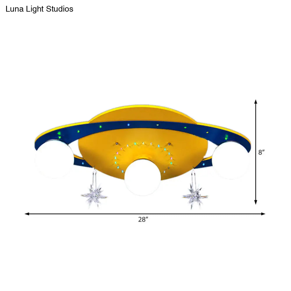 Yellow Metal Designer Ufo Flush Mount Ceiling Light For Living Room