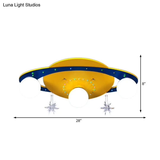 Yellow Metal Designer Ufo Flush Mount Ceiling Light For Living Room