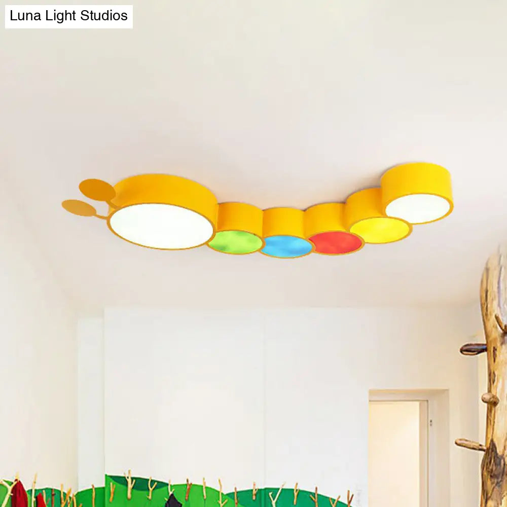 Yellow Metallic Cartoon Caterpillar Led Flush Mount Ceiling Light For Kindergarten
Or
Kindergarten