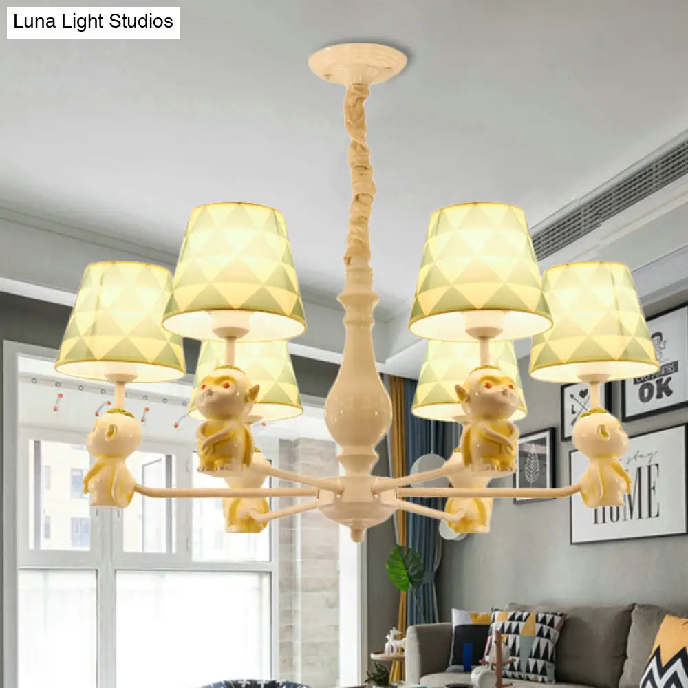 Yellow Nordic Pendant Lights - Fabric Tapered Shade Hanging For Living Room