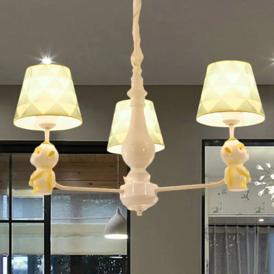 Yellow Nordic Pendant Lights - Fabric Tapered Shade Hanging For Living Room 3 /