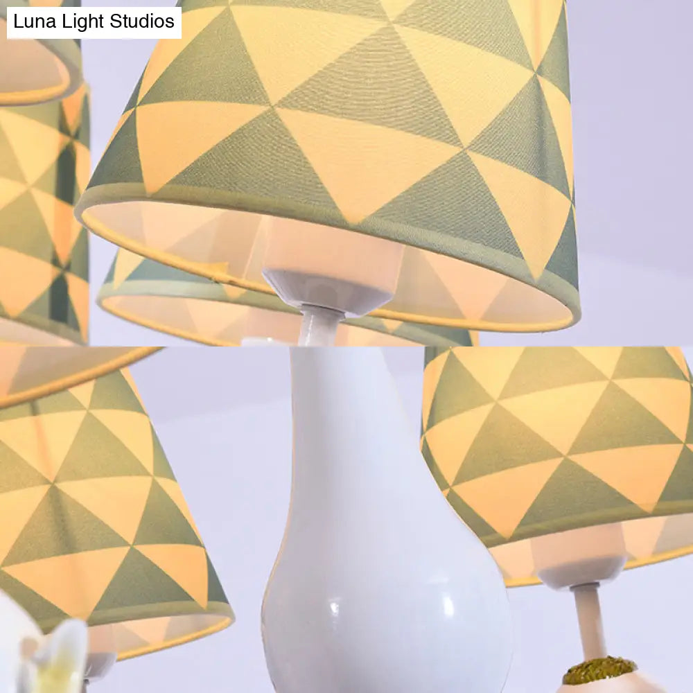 Yellow Nordic Pendant Lights - Fabric Tapered Shade Hanging For Living Room