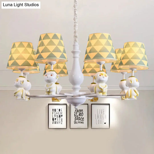 Yellow Nordic Pendant Lights - Fabric Tapered Shade Hanging For Living Room