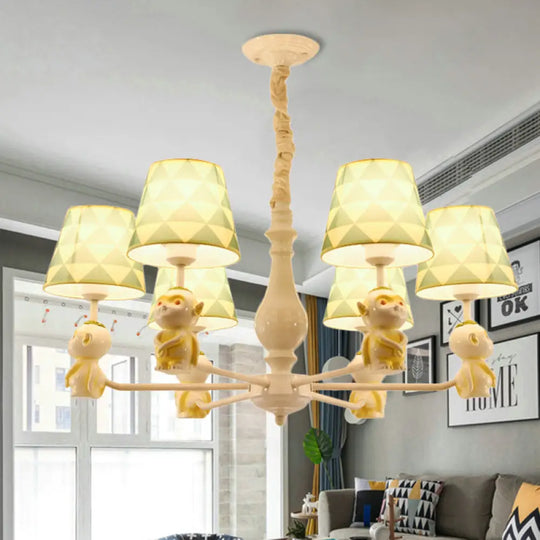 Yellow Nordic Pendant Lights - Fabric Tapered Shade Hanging For Living Room 6 /