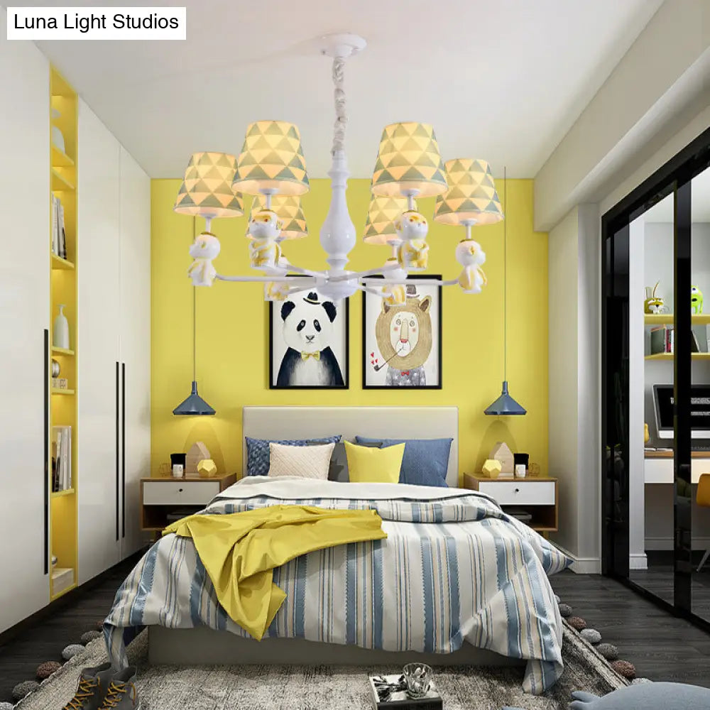 Yellow Nordic Pendant Lights - Fabric Tapered Shade Hanging For Living Room