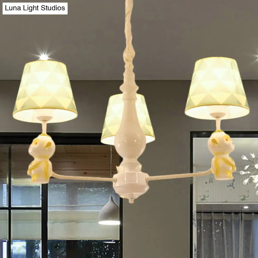 Yellow Nordic Pendant Lights - Fabric Tapered Shade Hanging For Living Room