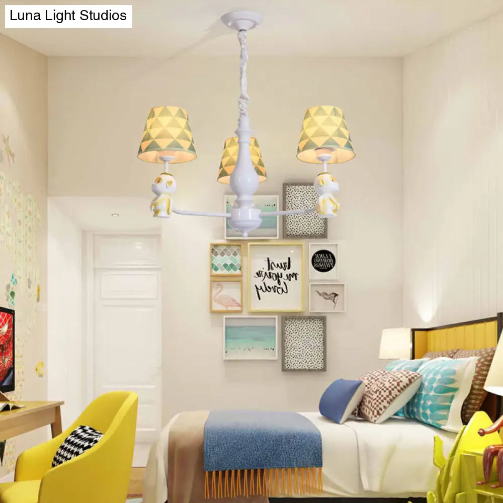 Yellow Nordic Pendant Lights - Fabric Tapered Shade Hanging For Living Room